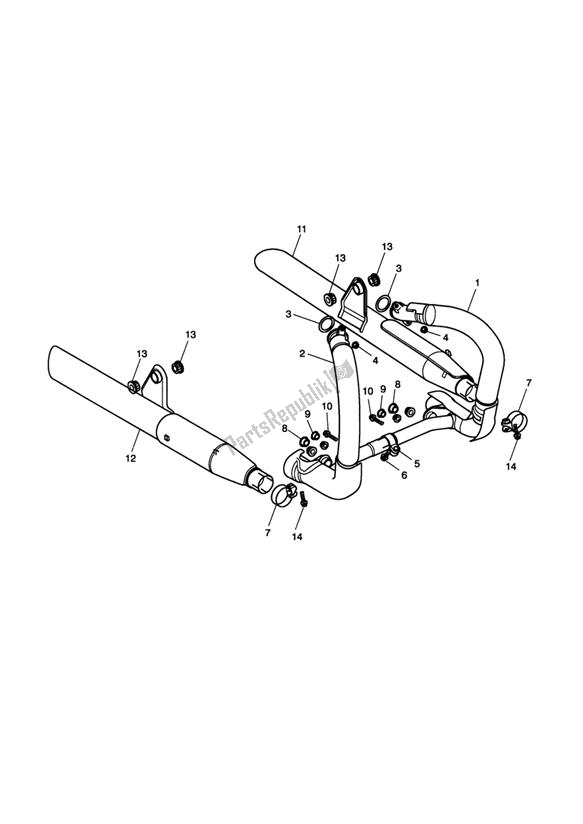 All parts for the Exhaust System >281465-f2 / 279278-f4 of the Triumph America Carburettor 790 2002 - 2007